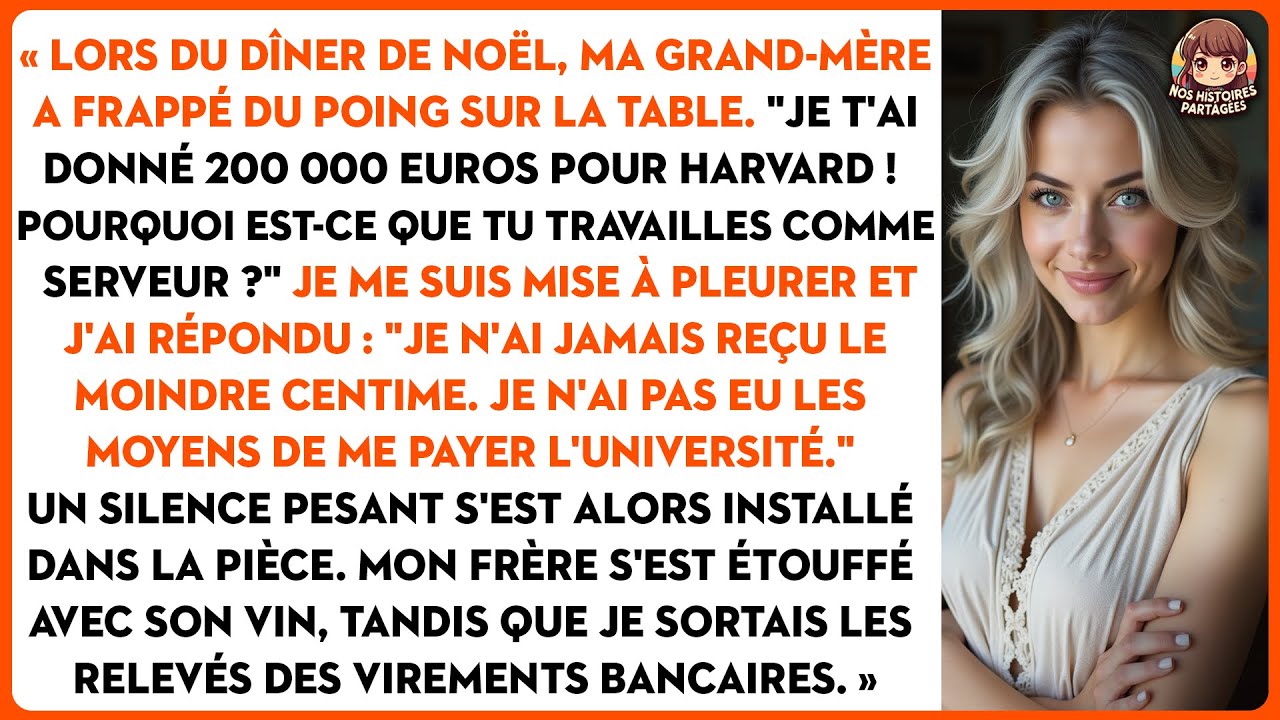 Lors du dîner de Noël, ma grand-mère a frappé du poing sur la table. 