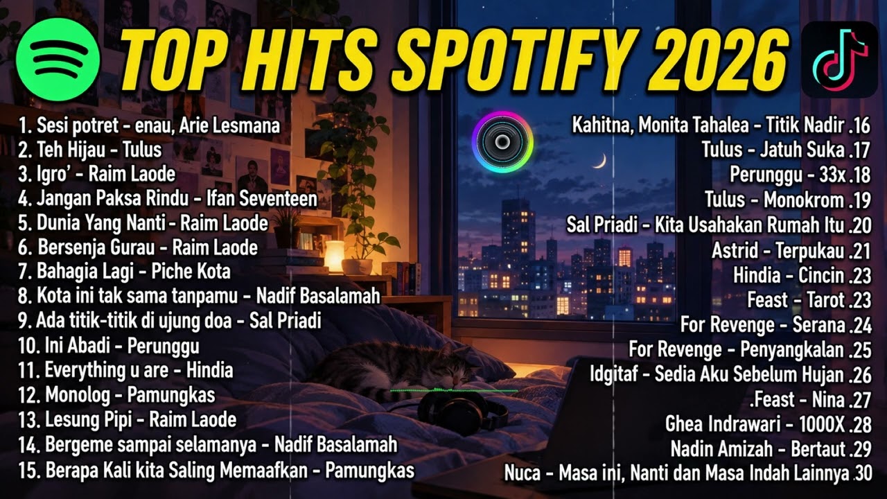 Playlist Lagu Spotify 2026 Terpopuler, Lagu Viral TikTok Super Galau!
