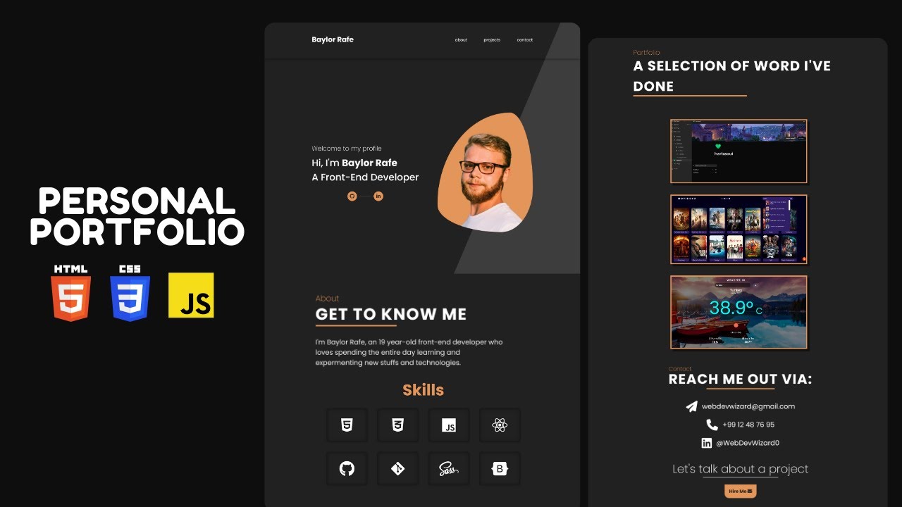 Personal Portfolio Website in HTML & CSS & JavaScript - YouTube