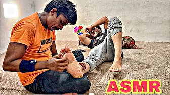 ASMR FEET MASSAGE WITH OIL & HAND : unexpected reaction