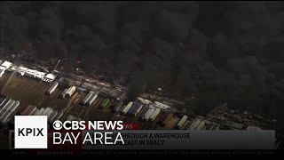 Large warehouse fire in Tracy