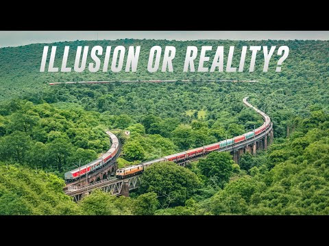 Train crossing beautiful Dara Ghats in Rajasthan