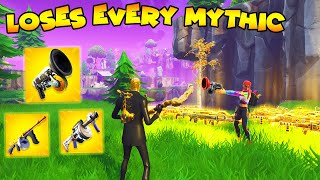 Salty Rich Scammer Loses Every MYTHIC WEAPON! (overpowered)