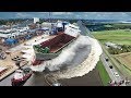 Ship launch  10 awesome waves fails and close calls