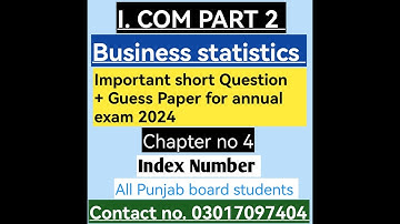 I. Com part 2 Business statistics paper pairing scheme for annual exam 2024 by all Punjab board.