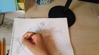 연필로 카멜레온 그리고 색연필로 색칠하기 지우개 쓰지않고 그림그리기  without eraser