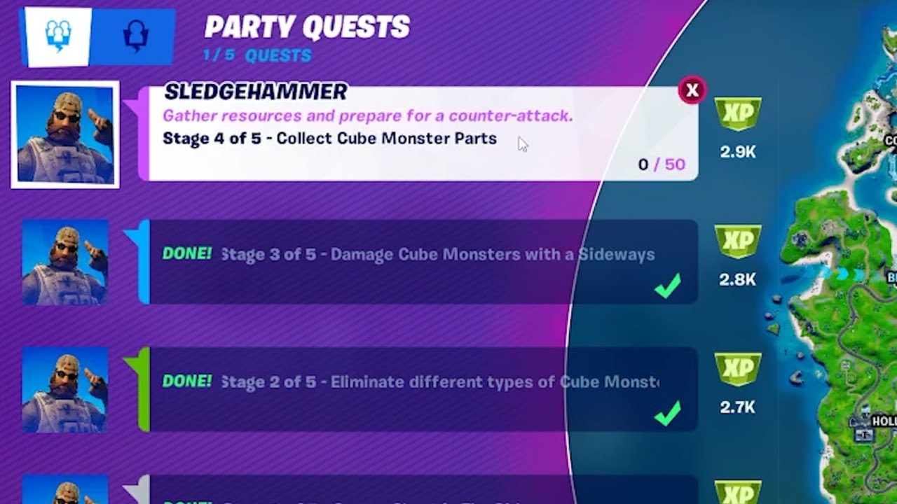 Collect Cube Monster Parts - Sledgehammer Quest Fortnite
