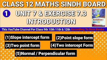 2nd year Maths New Book Sindh Board Unit 7 Exercise 7.3 introduction • Class 12 Math New Book