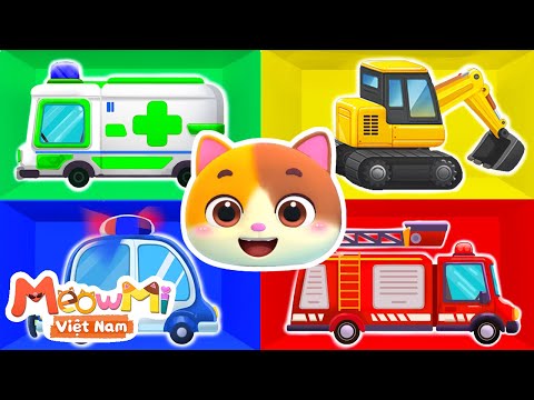 Mèo học nhận biết xe | Tô màu cho xe cứu hỏa | Nhạc thiếu nhi | MeowMi Gia đình những chú mèo