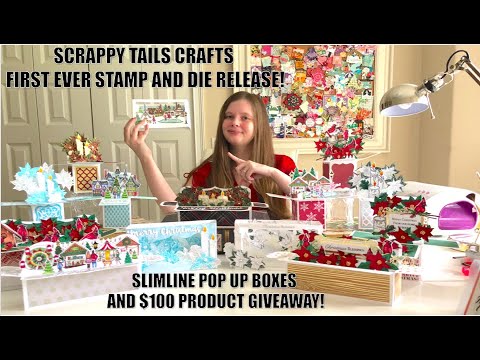 Scrappy Tails Crafts Stamp & die Launch | Slimline Pop up Boxes | $100 ...