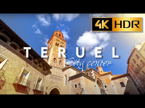 4K HDR WALK in TERUEL SPAIN | Walking Tour on a Sunny day in Downtown City Center