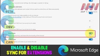 how to enable & disable sync for extensions on microsoft edge chromium