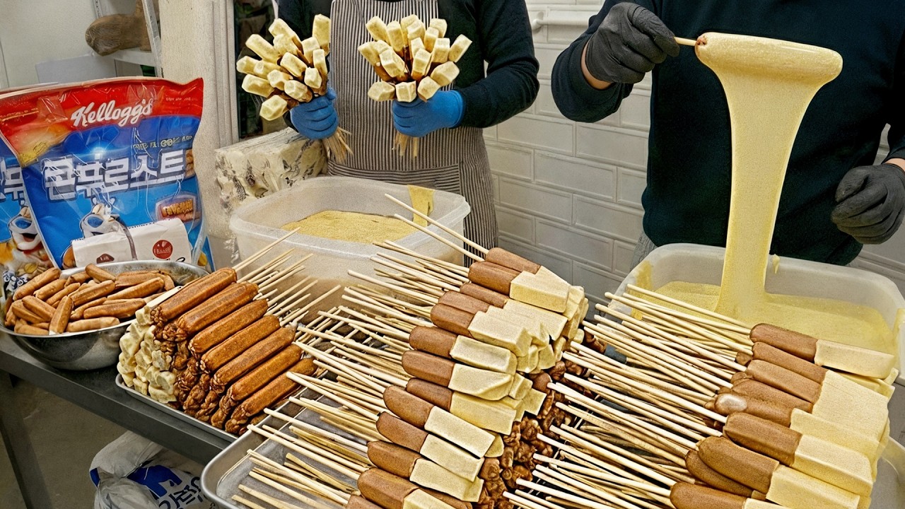 주말 1000개씩 팔리는 대왕 핫도그?! 줄서서 먹는 역대급 전통시장 핫도그와 튀김만 5000개 팔린다는 역대급 분식집 / Giant Cheese Sausage Hotdog