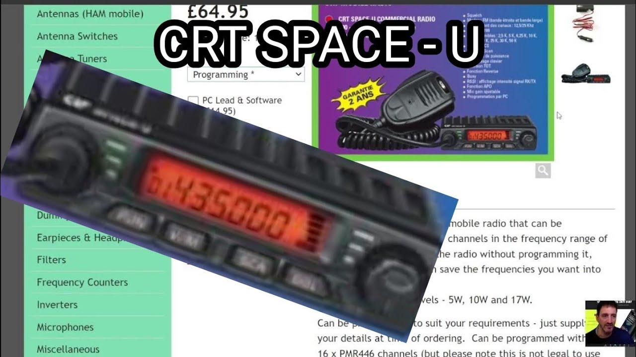 Radio UHF CRT Space U Radio Mobile CRT Space U UHF 400-470 MHz PMR Preprogrammata 446 - Per Uso Professionale E UK, Colore Nero Radio Professionale UK Radio UHF CRT Space U Radio Mobile CRT Space U UHF 400-470 MHz PMR Preprogrammata 446 - Per Uso Professionale E UK, Colore Nero Radio Professionale UK