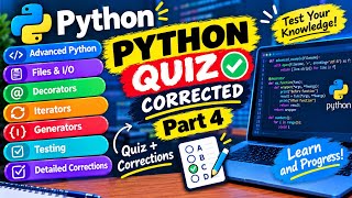 Python Quiz Part 4 | Advanced Python, Decorators, Iterators, Generators & Testing
