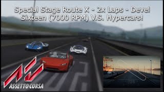 Assetto Corsa - Special Stage Route X - 2x Laps - Devel Sixteen (7000 RPM) vs Hypercars!