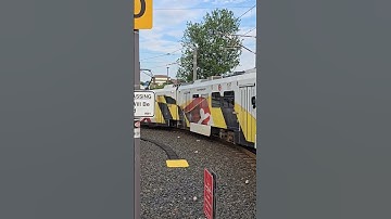 Light rail trains entering and leaving Hunt Valley (07/26/2025)