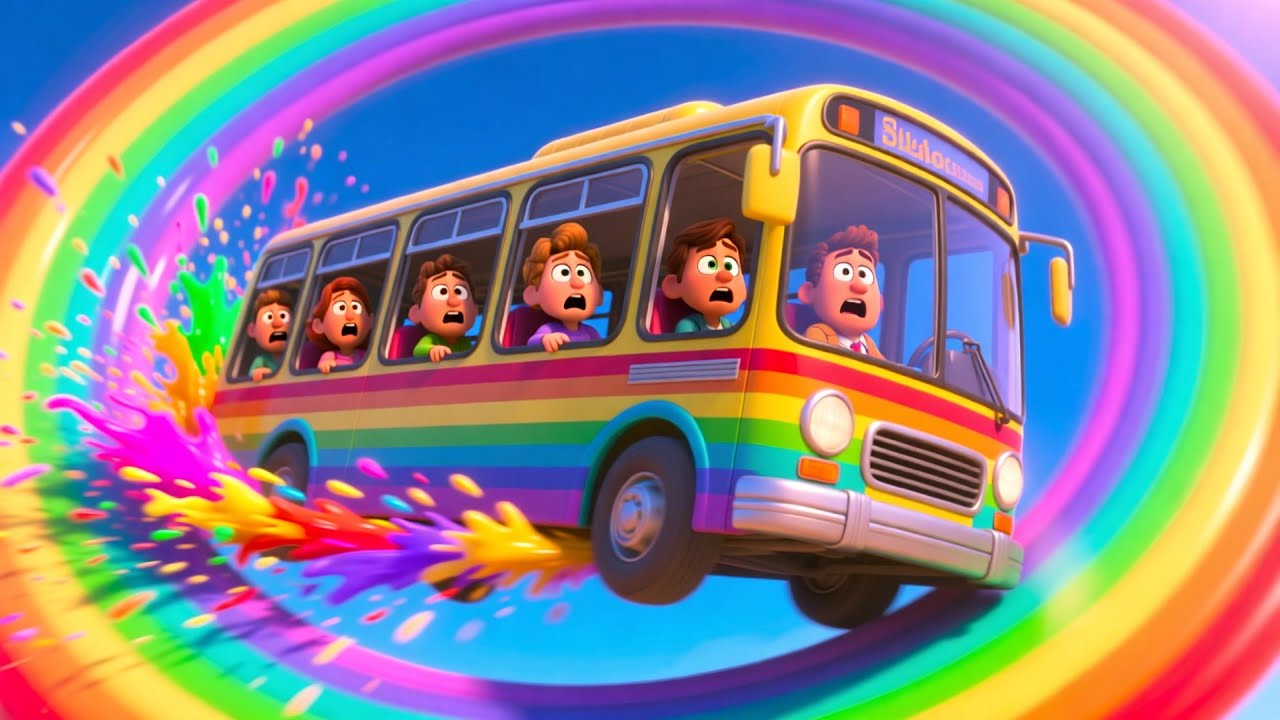 Flying Buses Over Rainbow 🌈🚌 Fun Learning Song | Colors & Vehicles for Kids