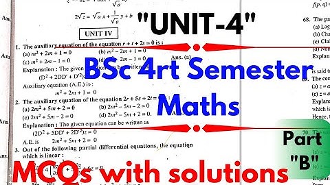 Bsc 4rt semester maths unit-4 | part B | Bsc 4rt sentence chapter 4 mcqs with solutions|