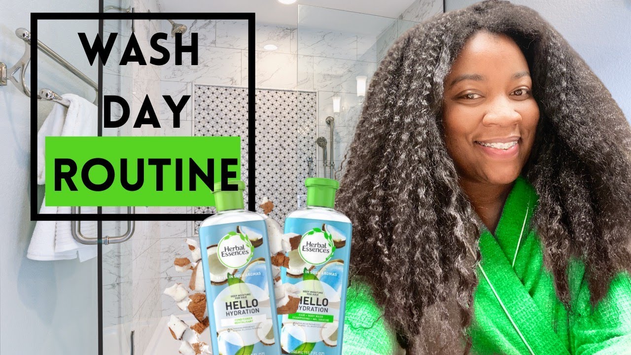 Wash Day Routine On Long Natural Hair | Herbal Essence Hello Hydration | Oyintare Hair # 6
