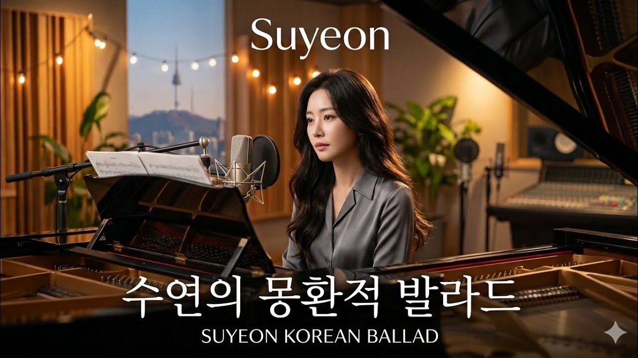 AI 전속 여가수 수연이 부르는 감성 발라드입니다. 조용한 밤,창가에 앉아 듣기 좋은 노래. 과하지 않은 감정,속삭이듯 담담한 목소리,피아노 위에 조용히 첼로에 선율