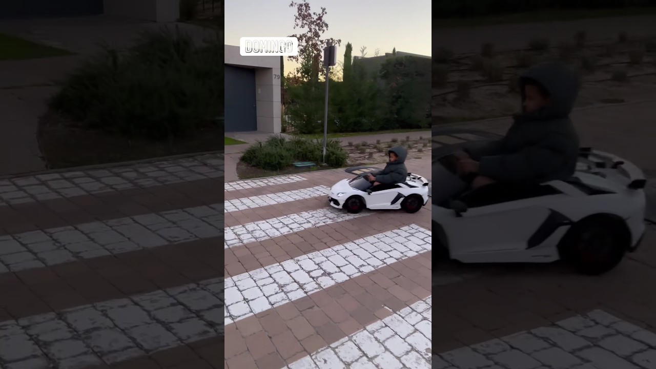 Cristiano Ronaldo  son driving Lamborghini 