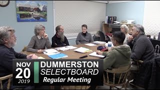 Dummerston Selectboard Mtg 11/20/19