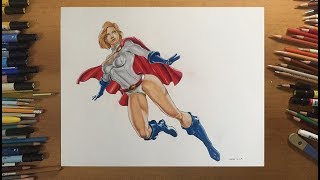 Incredible Drawing of Powergirl with a surprise Ending.