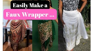 DIY: How to Easily sew a pleated Faux wrapper for your Skirts or Dresses