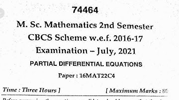 MDU !! M.Sc.Math 2nd Sem !! PARTIAL DIFFERENTIAL EQUATIONS 2021!! Previous Question Paper