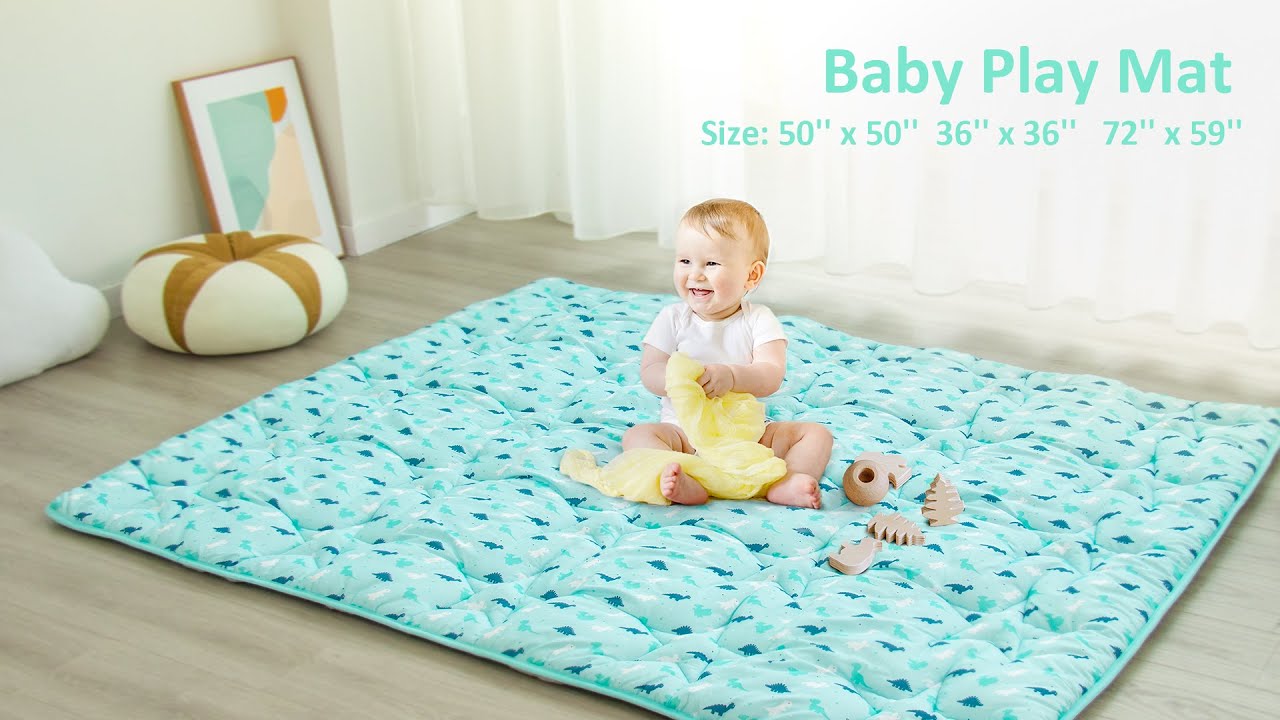 Baby Play Mat  Playpen Mat - Thicker Padded Tummy Time Activity Mat f