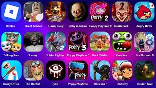 Roblox, GREAT SCHOOL BREAKOUT!, Hantu Tung 3D, Spider Fighter, The Baby in Yellow, Poppy Playtime