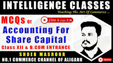 Accounting For Share Capital | MCQs Of Accountancy For B.Com & M.Com Entrance AMU | Shoeb Sir