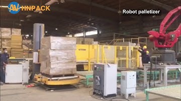 hennopack robot palletizer&online turntable stretch wrapper