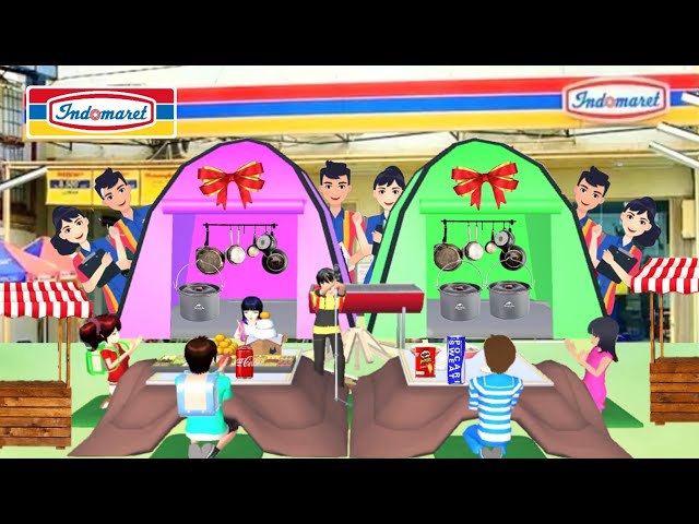 CAMPING DEPAN INDOMARET 🔴🔵🟡 IVAN BAKAR AYAM DALAM TENDA || SAKURA SCHOOL SIMULATOR class=