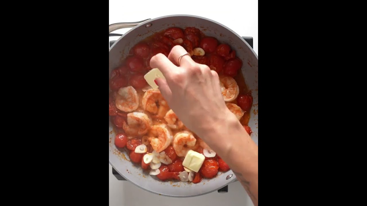 Garlic Shrimp and Tomatoes with Parmesan Orzo