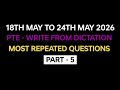 PTE Listening Write from Dictation (Part-5) May 2026 Exam Prediction | Write from Dictation 2026