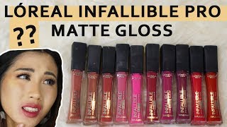 L'Oreal Infallible Lip Gloss Swatches