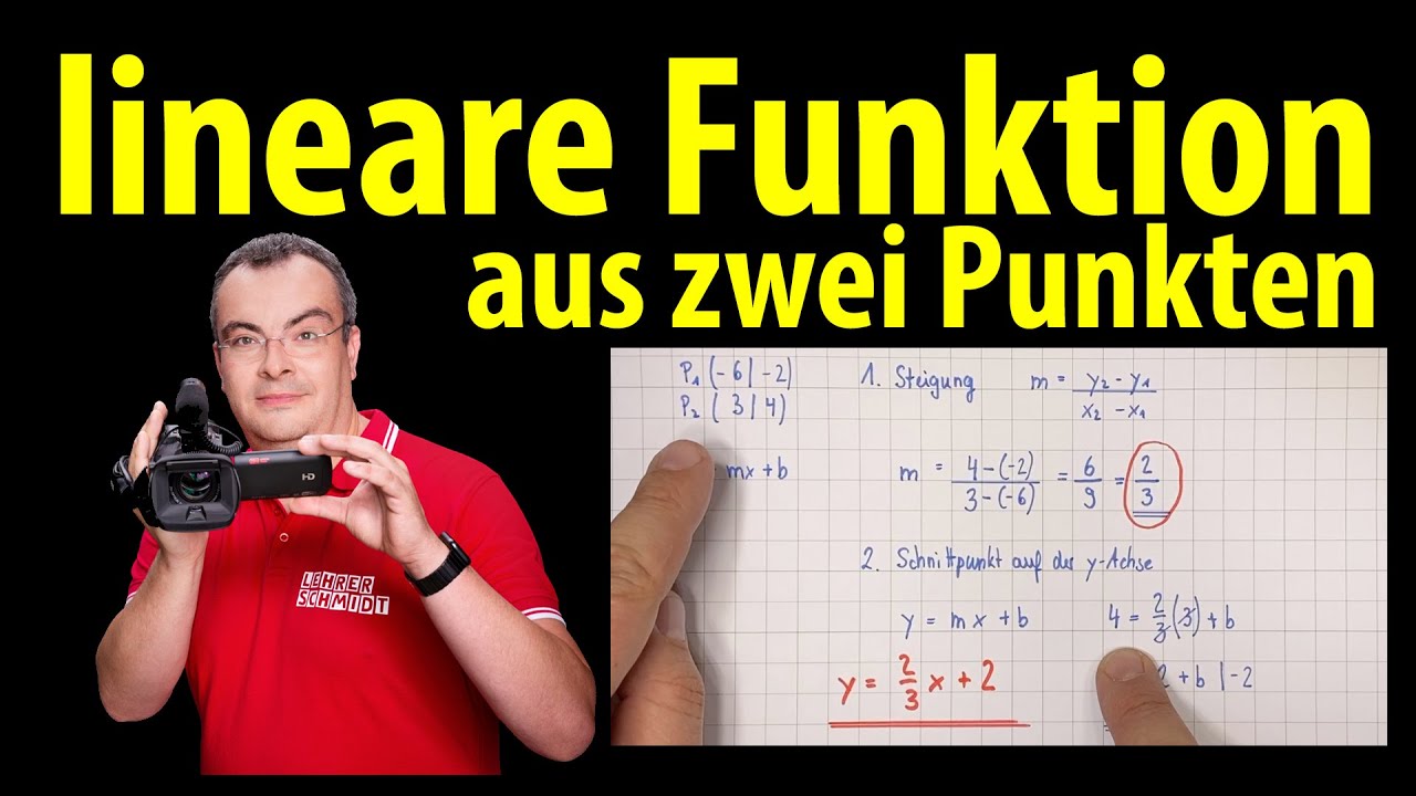 Lineare Funktion   aus zwei Punkten berechnen und zeichnen  Lehrerschmidt