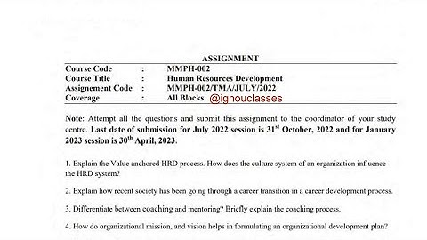 IGNOU MMPH - 002 Solved Assignment Jan 2023 PDF | MBA | Human Resource Development