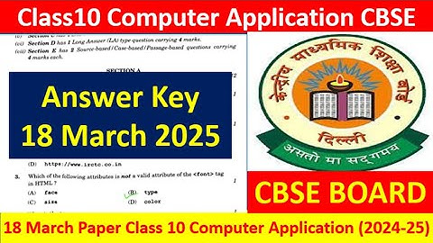 Class-10th Computer Applications paper solution 2025 CBSE board, code - 53 , SET - 4 , Series:GE1FH