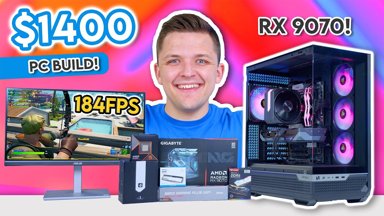 $1400 Gaming PC Build 2025! 😀 [ft. RX 9070 & Ryzen 5 9600X w