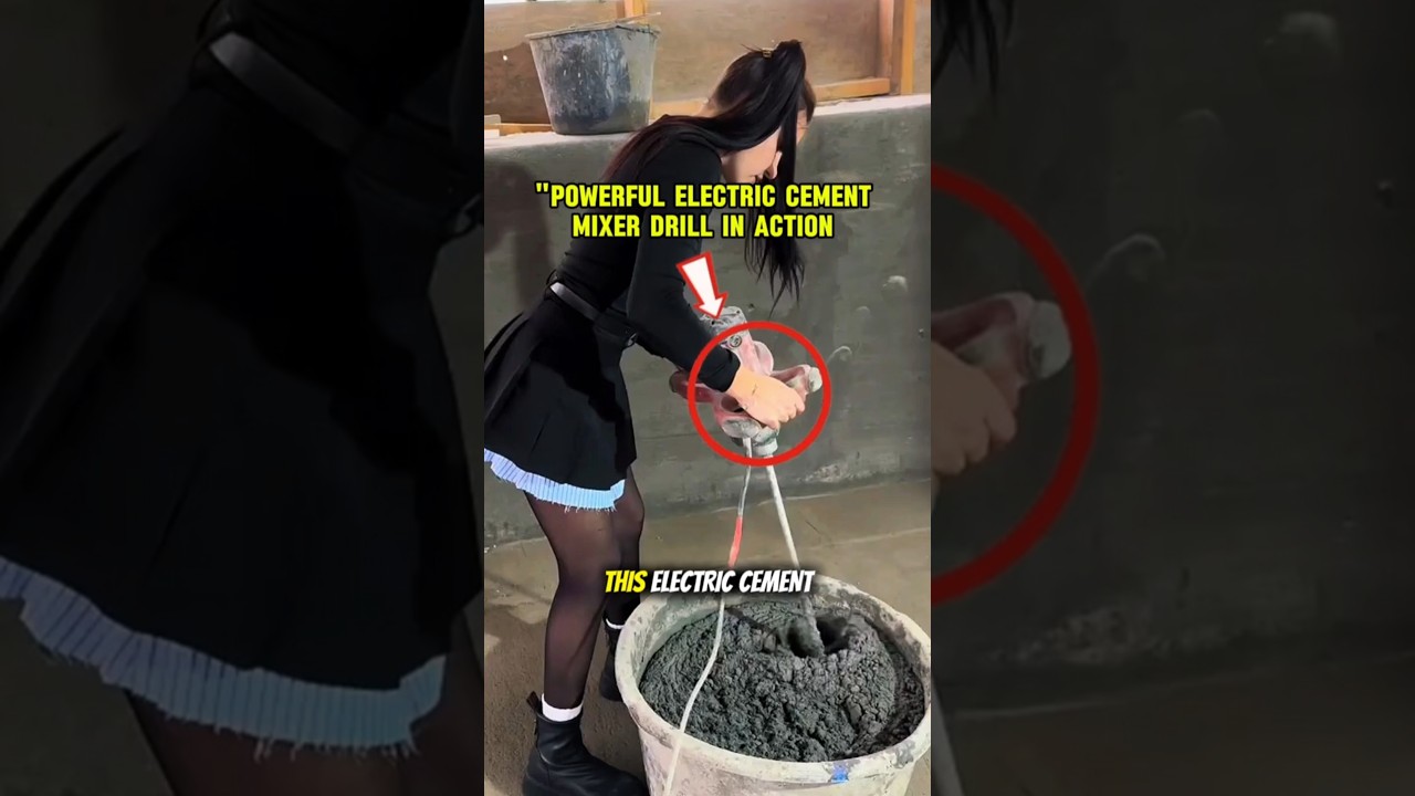Powerful Electric Cement Mixer Drill in Action