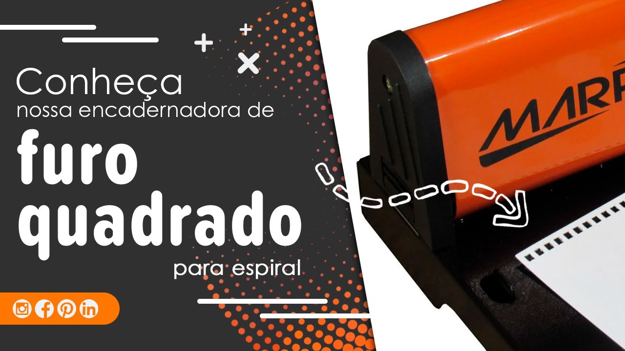 Capa do vídeo Encadernadora Furo Quadrado para Espiral A4/Ofício PMX-15 Fls