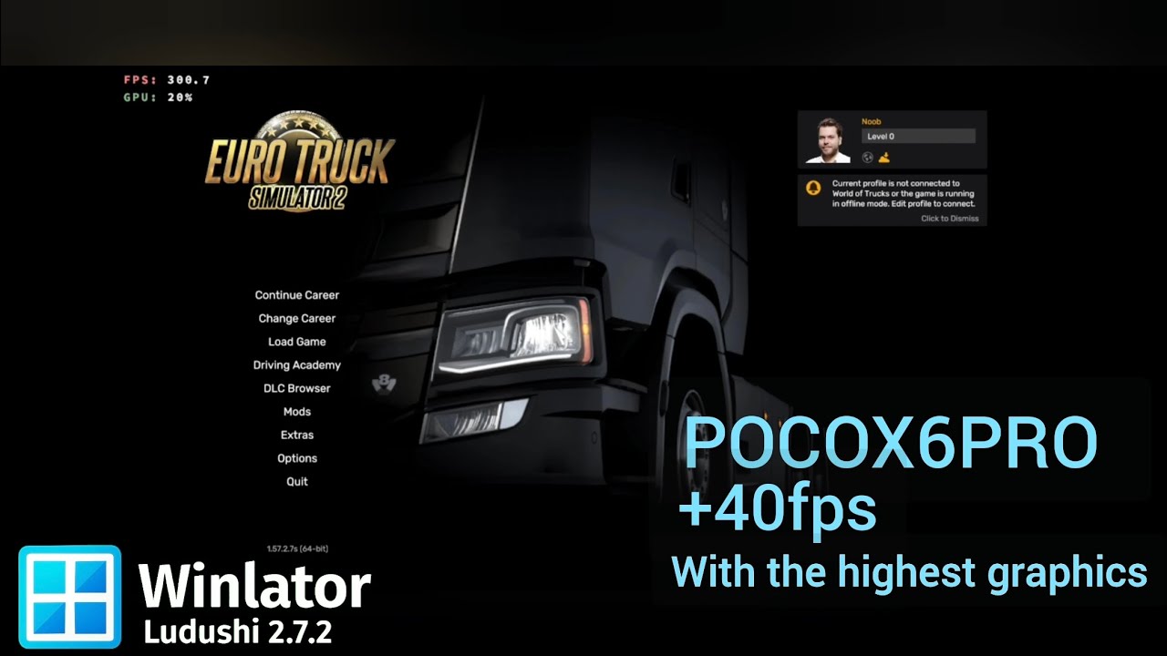 Running Euro Truck Simulator 2 original and full version on poco x6pro 12/512 phone