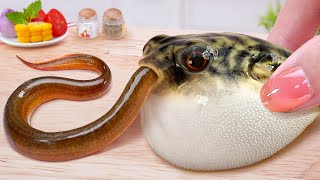 Japanese Master Food Recipe  How To Cook Yummy Puffer Fish in Miniature Kitchen Tina Mini Cooking