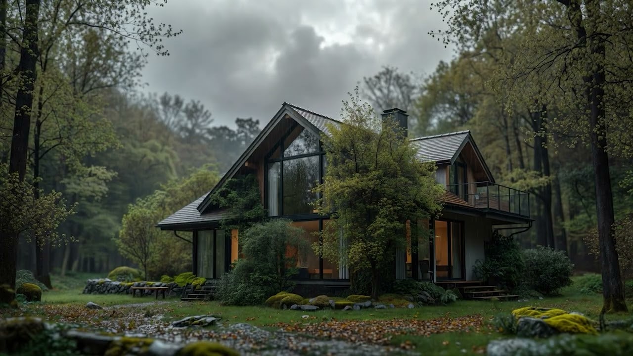 Calming Spring Rainstorm | Contemporary House Ambience Relax Sounds