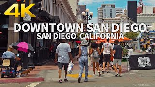 SAN DIEGO - Walking Downtown San Diego, Gaslamp Quarter(Fifth Ave), California, USA, Travel, 4K UHD