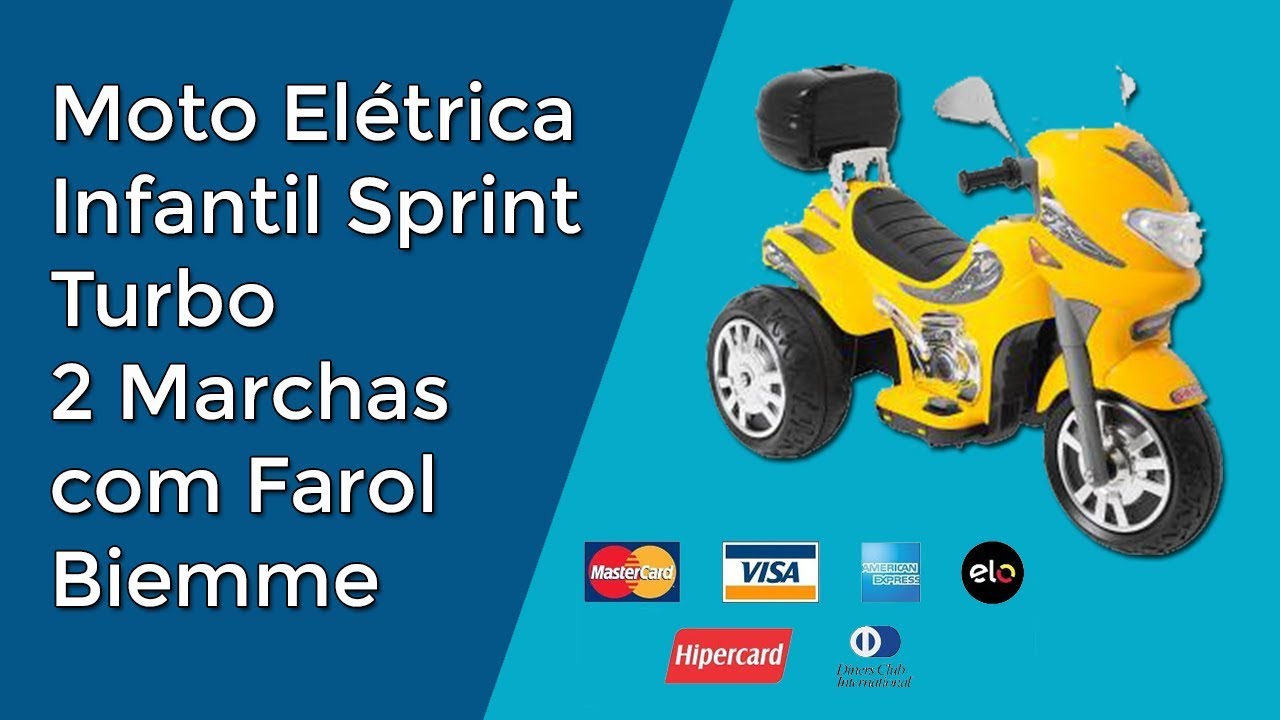 Mini Moto Elétrica Infantil Sprint Turbo - 2 Marchas 12V com Capacete -  Azul+amarelo