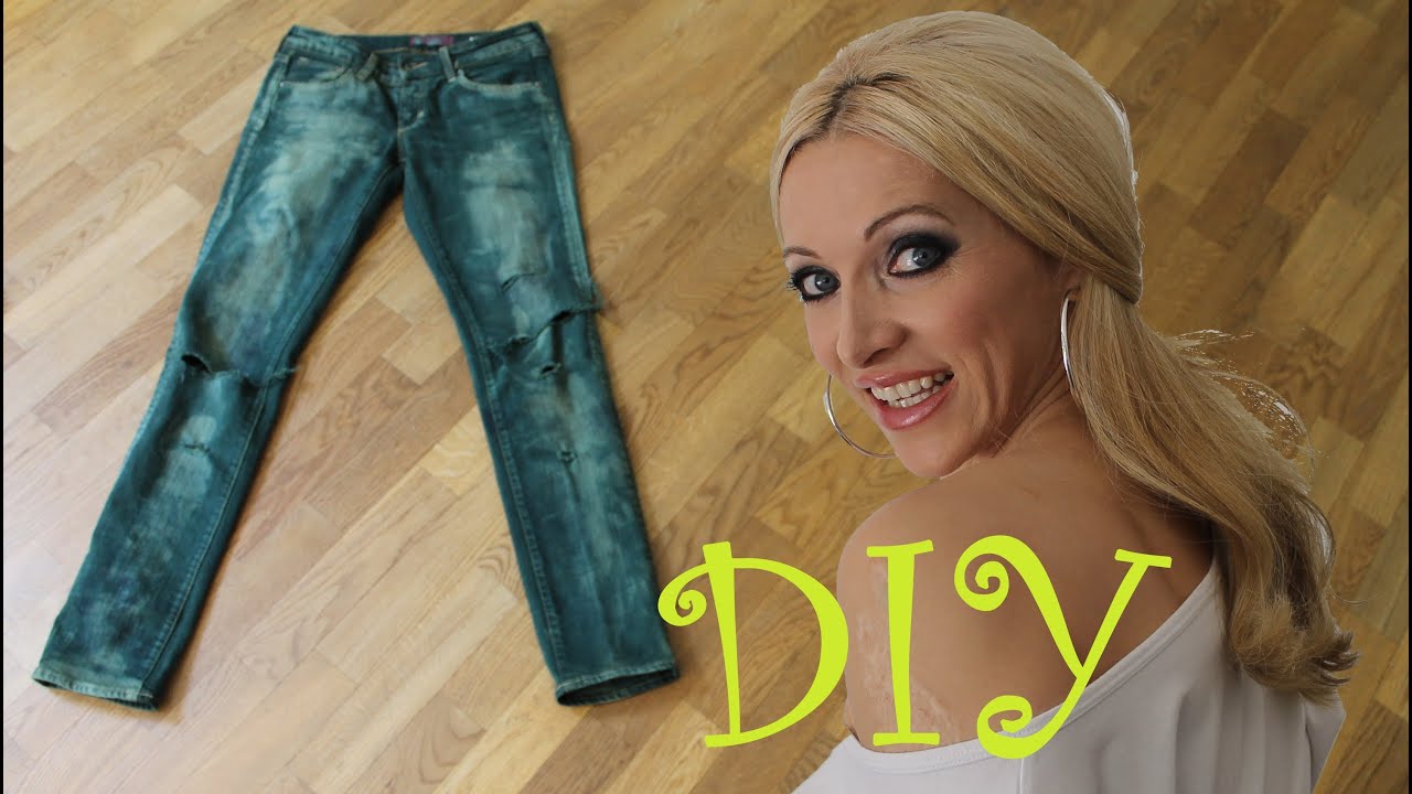 DIY destroyed green jeans - YouTube cvtvlist Green Bleach DENIM